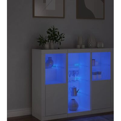 vidaXL 3-delige witte dressoir met LED-lichten - Dressoir vidaXL 3-delige witte dressoir met LED-lichten - Dressoir