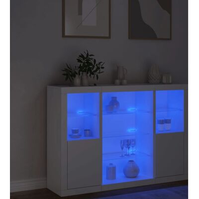 vidaXL Witte LED-verlichte dressoirs 3 stuks - Dressoir vidaXL Witte LED-verlichte dressoirs 3 stuks - Dressoir