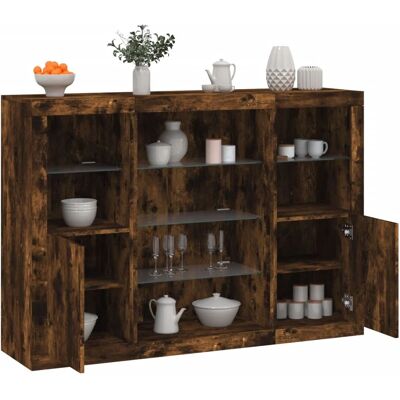 vidaXL 3-delige LED Sideboards in Rook Fumée vidaXL 3-delige LED Sideboards in Rook Fumée