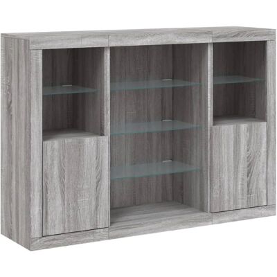 vidaXL Set van 3 sideboards met LED-verlichting, Grey Sonoma vidaXL Set van 3 sideboards met LED-verlichting, Grey Sonoma