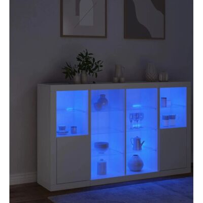 vidaXL Witte Sideboard met LED-verlichting - Set van 3 moderne opbergmeubels vidaXL Witte Sideboard met LED-verlichting - Set van 3 moderne opbergmeubels