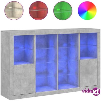 vidaXL Sideboards met LED-verlichting 3 stuks Beton Grijs Hout vidaXL Sideboards met LED-verlichting 3 stuks Beton Grijs Hout