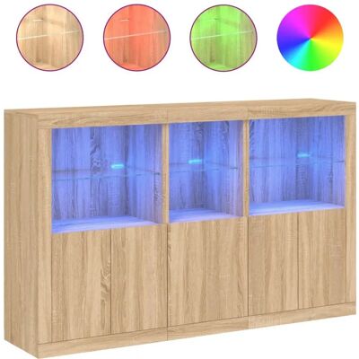 vidaXL Sonoma Eiche LED Sideboard - Sideboard - Modern, Robustes Holz, Stauraum vidaXL Sonoma Eiche LED Sideboard - Sideboard - Modern, Robustes Holz, Stauraum