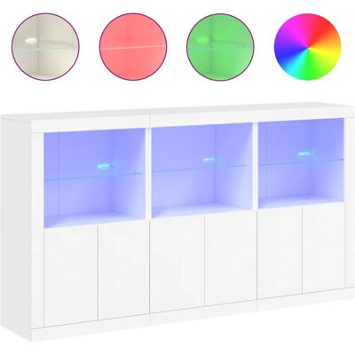 vidaXL Witte LED Buffet met Opbergruimte - Woonkamermeubel vidaXL Witte LED Buffet met Opbergruimte - Woonkamermeubel