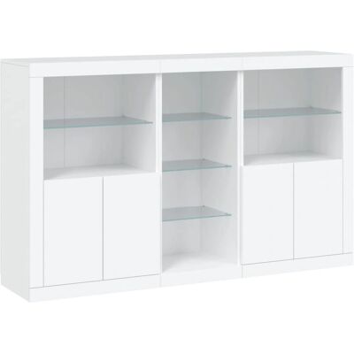 vidaXL Weißer Sideboard mit LED-Lichtern - Stauraum & Display vidaXL Weißer Sideboard mit LED-Lichtern - Stauraum & Display
