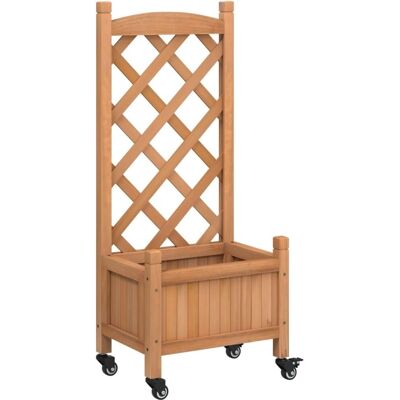 vidaXL Holzblumenkübel mit Rankgitter und Rollen - Gartentopf vidaXL Holzblumenkübel mit Rankgitter und Rollen - Gartentopf