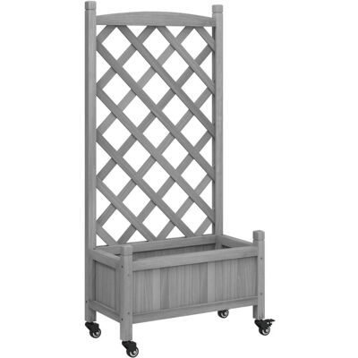 vidaXL Graues Massivholz-Fichte Pflanzgefäß mit Rankgitter & Rollen - Pflanzer vidaXL Graues Massivholz-Fichte Pflanzgefäß mit Rankgitter & Rollen - Pflanzer