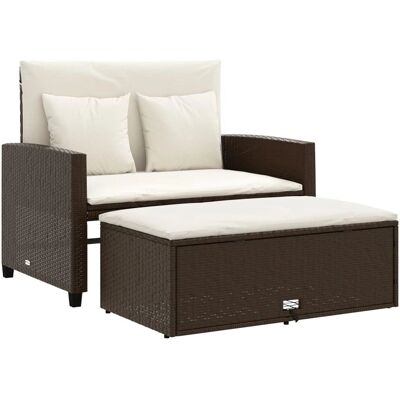 vidaXL Gartensofa mit Kissen 2-Sitzer Braun vidaXL Gartensofa mit Kissen 2-Sitzer Braun
