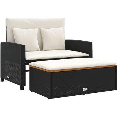 vidaXL Tuinbank - 2-zits - poly rattan & acacia hout - buitenmeubel vidaXL Tuinbank - 2-zits - poly rattan & acacia hout - buitenmeubel