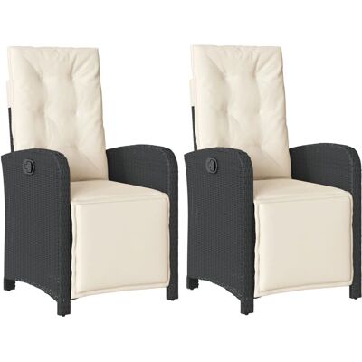 vidaXL Gartensessel Mit Fußteil - Verstellbar, 2 Stück, Poly Rattan, Schwarz vidaXL Gartensessel Mit Fußteil - Verstellbar, 2 Stück, Poly Rattan, Schwarz