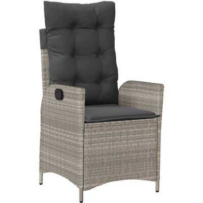 vidaXL Gartenstuhl mit Kissen Verstellbar Hellgrau Poly Rattan - Garden Armchair vidaXL Gartenstuhl mit Kissen Verstellbar Hellgrau Poly Rattan - Garden Armchair
