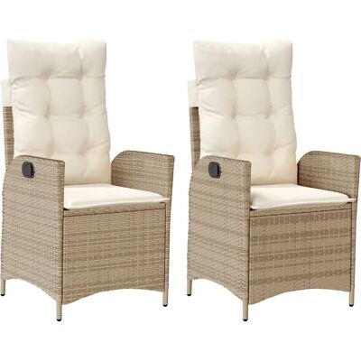 vidaXL Gartensessel mit Kissen - Verstellbar, Beige, Rattan vidaXL Gartensessel mit Kissen - Verstellbar, Beige, Rattan