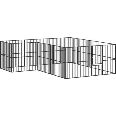 vidaXL Ogrodzenie dla psa 12 paneli - Czarna stal vidaXL Ogrodzenie dla psa 12 paneli - Czarna stal