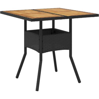 vidaXL Buiten Tafel Zwart - Tuin, Balkon, Acaciahout, Poly Rattan vidaXL Buiten Tafel Zwart - Tuin, Balkon, Acaciahout, Poly Rattan