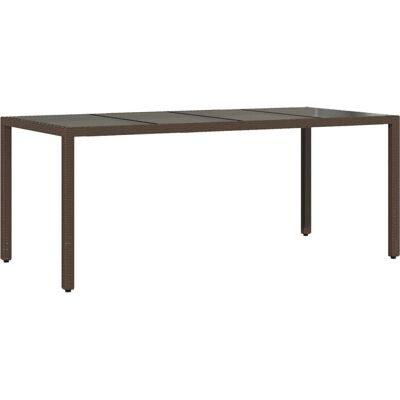 vidaXL Tuin Tafel Bruin - Tafel met Glazen Blad - 190x90x75 cm vidaXL Tuin Tafel Bruin - Tafel met Glazen Blad - 190x90x75 cm