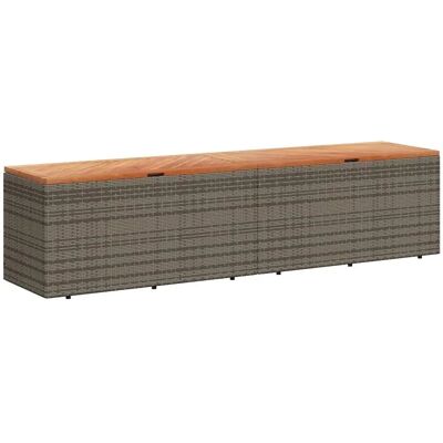 vidaXL Tuin Opbergbox Grijs Poly Rattan Acacia Hout - Buitenopslag & Zitplaats vidaXL Tuin Opbergbox Grijs Poly Rattan Acacia Hout - Buitenopslag & Zitplaats