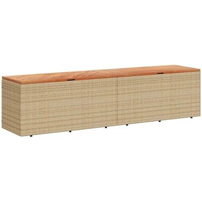 vidaXL Puutarha-arkku beige poly rattan ja akatiapuu - Säilytys ja istuin vidaXL Puutarha-arkku beige poly rattan ja akatiapuu - Säilytys ja istuin