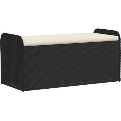 Banco con almacenaje y cojín ratán sintético negro 115x51x52 cm vidaXL - Banco de almacenamiento Banco con almacenaje y cojín ratán sintético negro 115x51x52 cm vidaXL - Banco de almacenamiento