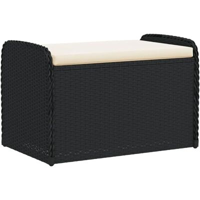Banco de almacenaje con cojín vidaXL - Exterior - Negro Banco de almacenaje con cojín vidaXL - Exterior - Negro