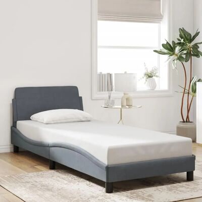 vidaXL Bettgestell - Dunkelgrau Samt - 90x190cm - Bett vidaXL Bettgestell - Dunkelgrau Samt - 90x190cm - Bett