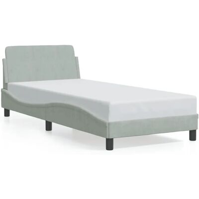 Estructura de cama VidaXL - Terciopelo gris, 90x200 cm, Moderna Estructura de cama VidaXL - Terciopelo gris, 90x200 cm, Moderna