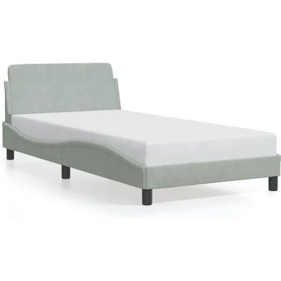 VidaXL 373132 Bettgestell - Hellgrauer Samt, 100x200 cm, mit Kopfteil - Bettgestell VidaXL 373132 Bettgestell - Hellgrauer Samt, 100x200 cm, mit Kopfteil - Bettgestell