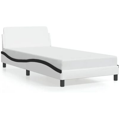 vidaXL Bettgestell Weiß Schwarz - Kunstleder, Stützfüße, 100x200 vidaXL Bettgestell Weiß Schwarz - Kunstleder, Stützfüße, 100x200