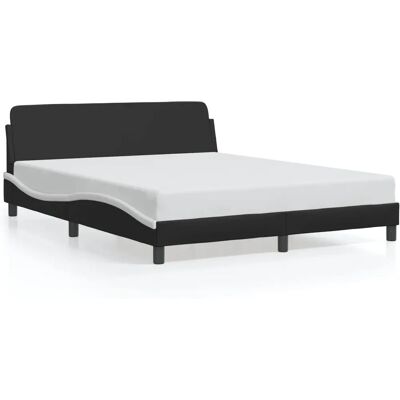 vidaXL Bettgestell mit Kopfteil - 160x200 cm - Schwarz & Weiß - Kunstleder langlebig vidaXL Bettgestell mit Kopfteil - 160x200 cm - Schwarz & Weiß - Kunstleder langlebig