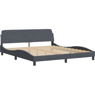 vidaXL - Bettgestell mit Kopfteil - Samt Dunkelgrau - 180x200cm - Bettart vidaXL - Bettgestell mit Kopfteil - Samt Dunkelgrau - 180x200cm - Bettart