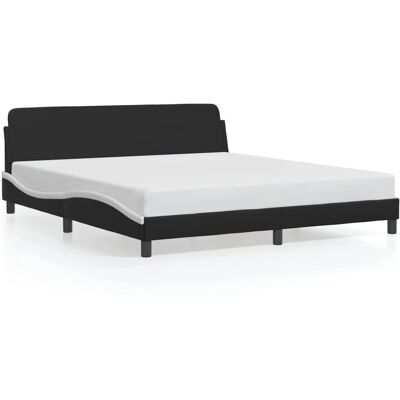 vidaXL Bettgestell mit Kopfteil - Schwarz Weiß - 180x200cm - Schlafzimmermöbel vidaXL Bettgestell mit Kopfteil - Schwarz Weiß - 180x200cm - Schlafzimmermöbel