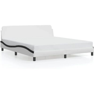 VidaXL Bettgestell - Weiß & Schwarz - 180x200 - Kunstleder-Look - Modernes Design VidaXL Bettgestell - Weiß & Schwarz - 180x200 - Kunstleder-Look - Modernes Design
