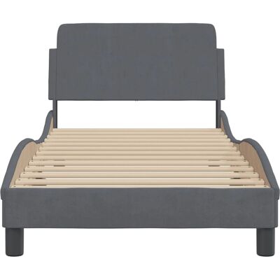 vidaXL Bettgestell Dunkelgrau 90x190 cm - Mit Kopfteil vidaXL Bettgestell Dunkelgrau 90x190 cm - Mit Kopfteil