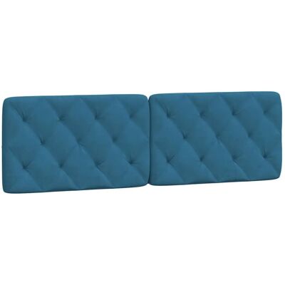 vidaXL Hoofdbord Kussen Blauw Fluweel - Headboard - Blauw vidaXL Hoofdbord Kussen Blauw Fluweel - Headboard - Blauw