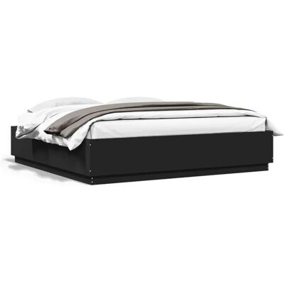 vidaXL Bed Frame met LED-verlichting Zwart 200x200 cm Gemaakt van engineered hout - Bedframe vidaXL Bed Frame met LED-verlichting Zwart 200x200 cm Gemaakt van engineered hout - Bedframe