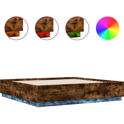 vidaXL Sänky med LED-valo Tuhdikkaa tammea 200x200 cm vidaXL Sänky med LED-valo Tuhdikkaa tammea 200x200 cm