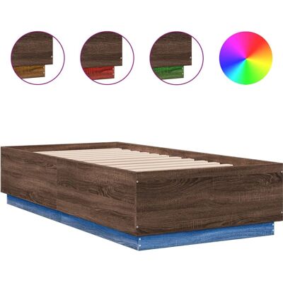 vidaXL Bettgestell Braune Eiche LED-Lichter King Size - Bettgestell vidaXL Bettgestell Braune Eiche LED-Lichter King Size - Bettgestell