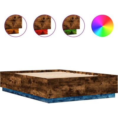 vidaXL Bettgestell mit LED - Räuchereiche - 140x200 cm - Bettgestell vidaXL Bettgestell mit LED - Räuchereiche - 140x200 cm - Bettgestell