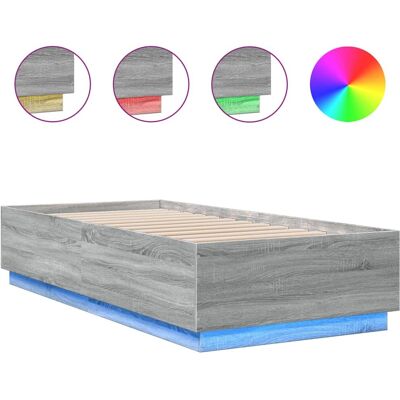 vidaXL Bettgestell mit LED-Lichtern Grau Sonoma 120x200 cm vidaXL Bettgestell mit LED-Lichtern Grau Sonoma 120x200 cm