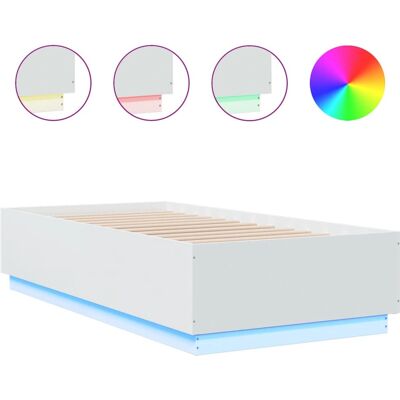 vidaXL Bettgestell mit LED-Licht - 100x200 cm - Weiß vidaXL Bettgestell mit LED-Licht - 100x200 cm - Weiß