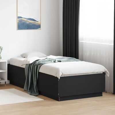 vidaXL Bettgestell mit LED-Leuchten Schwarz 100x200 cm Ingenieurholz - Bettgestell vidaXL Bettgestell mit LED-Leuchten Schwarz 100x200 cm Ingenieurholz - Bettgestell
