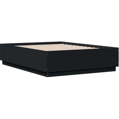 Structure de lit avec lumières LED noire - Petit double - Publicité Structure de lit avec lumières LED noire - Petit double - Publicité