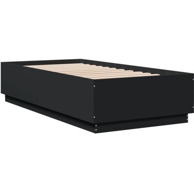 vidaXL Bettgestell mit LED-Lichtern - Schwarz - 90x190cm - Bett vidaXL Bettgestell mit LED-Lichtern - Schwarz - 90x190cm - Bett