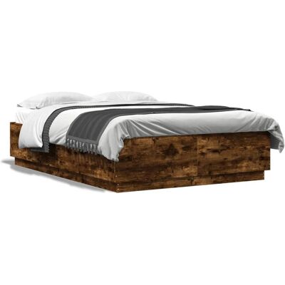 vidaXL Estructura de cama madera de ingeniería roble ahumado - 120x200 cm vidaXL Estructura de cama madera de ingeniería roble ahumado - 120x200 cm