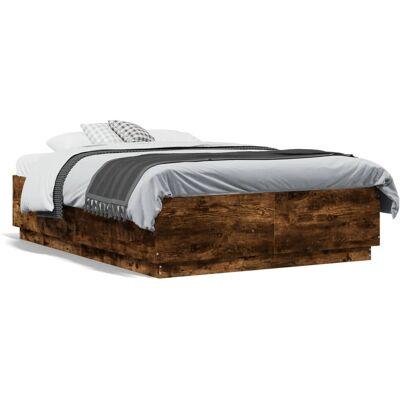 vidaXL Gerookte Eik Bedframe - Duurzaam engineering hout voor 135x190 cm matras vidaXL Gerookte Eik Bedframe - Duurzaam engineering hout voor 135x190 cm matras