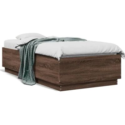 vidaXL Bruine Eiken Bedframe - Modern 75x190cm - Bedtype vidaXL Bruine Eiken Bedframe - Modern 75x190cm - Bedtype