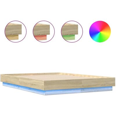 vidaXL Bettgestell mit LED-Lichtern - Sonoma Eiche, 200x200 cm vidaXL Bettgestell mit LED-Lichtern - Sonoma Eiche, 200x200 cm