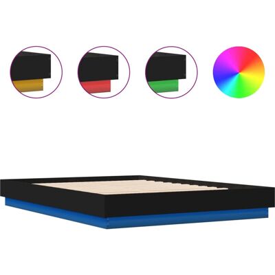 vidaXL Bettgestell mit LED - Schwarzes Bettgestell - 150x200 cm - Betttyp vidaXL Bettgestell mit LED - Schwarzes Bettgestell - 150x200 cm - Betttyp