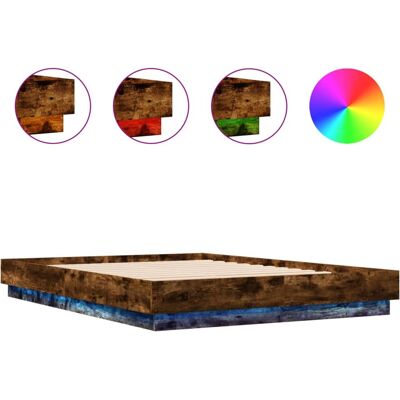 Sänky runko LED-valoilla - 150x200 cm - Savunmokkaa - Sänky Sänky runko LED-valoilla - 150x200 cm - Savunmokkaa - Sänky