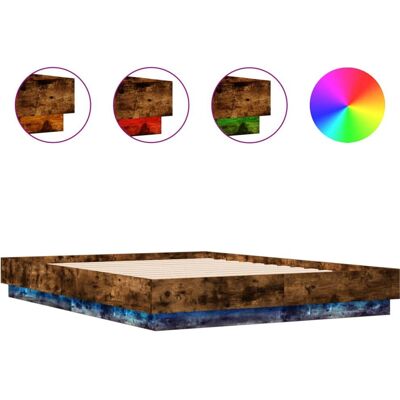 vidaXL 3209825 Bedframe met LED en gerookt eikenhout vidaXL 3209825 Bedframe met LED en gerookt eikenhout