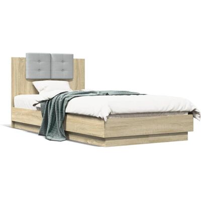 vidaXL Bettgestell mit Kopfteil Sonoma Eiche 90x190 cm - Bettgestell vidaXL Bettgestell mit Kopfteil Sonoma Eiche 90x190 cm - Bettgestell